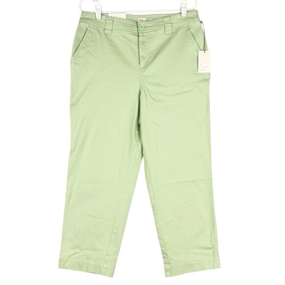 A New Day Women's Stretch Straight Leg High Rise Green Crop Pants Size 12R NWT - Picture 1 of 13